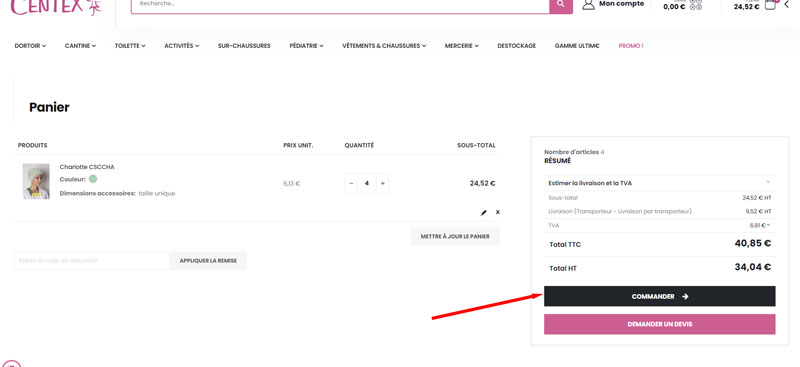 Centex Warenkorb anzeigen