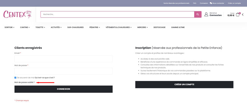 Centex Passwort zruggsetze